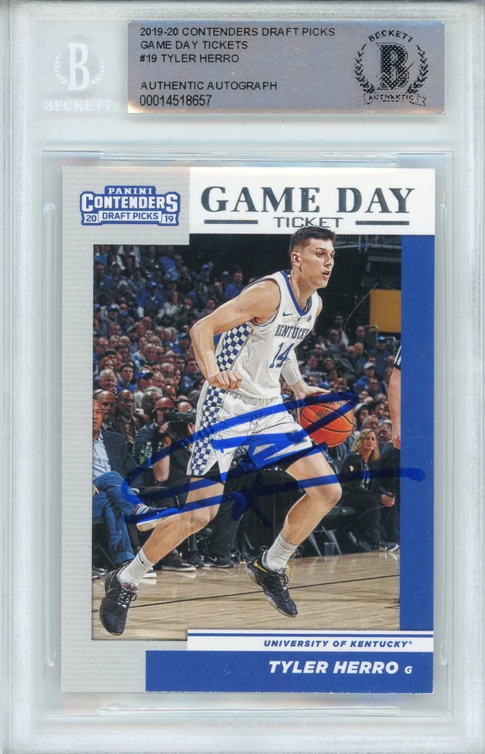 Herro Autographed R 2019-20 Picks Games Day Panini Contenders Ticket Draft: Herro Autographed R 2019-20 Picks Games Day Panini Contenders Ticket Draft Tyler Herro Autographed R 2019-20 Picks Games Day Panini Contenders Ticket Draft Card. This Beckett-authenticated card featur