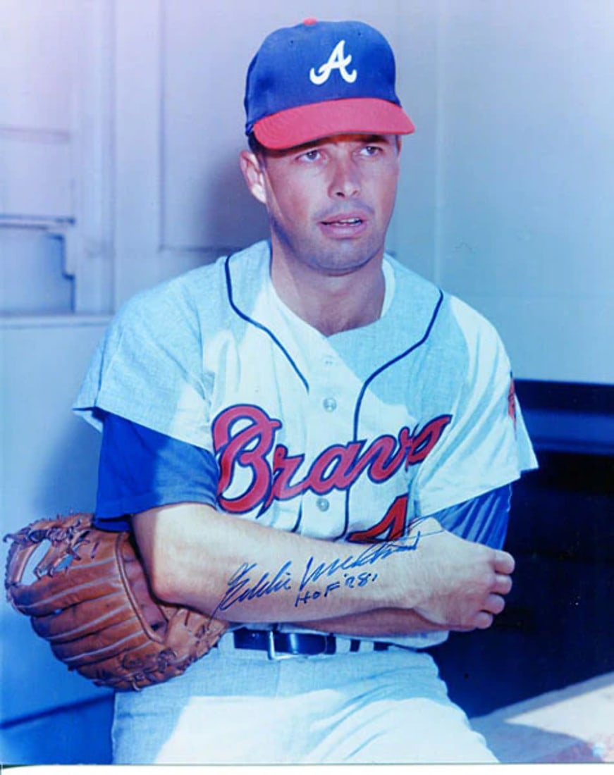 STRICT RULES HOF Eddie Mathews '78 Autographed 8x10 Baseball Photo: STRICT RULES HOF Eddie Mathews '78 Autographed 8x10 Baseball Photo Authentic Eddie Mathews '78 Autographed 8x10 Baseball Photo. This photo features a sharpie signature across the front from baseball l