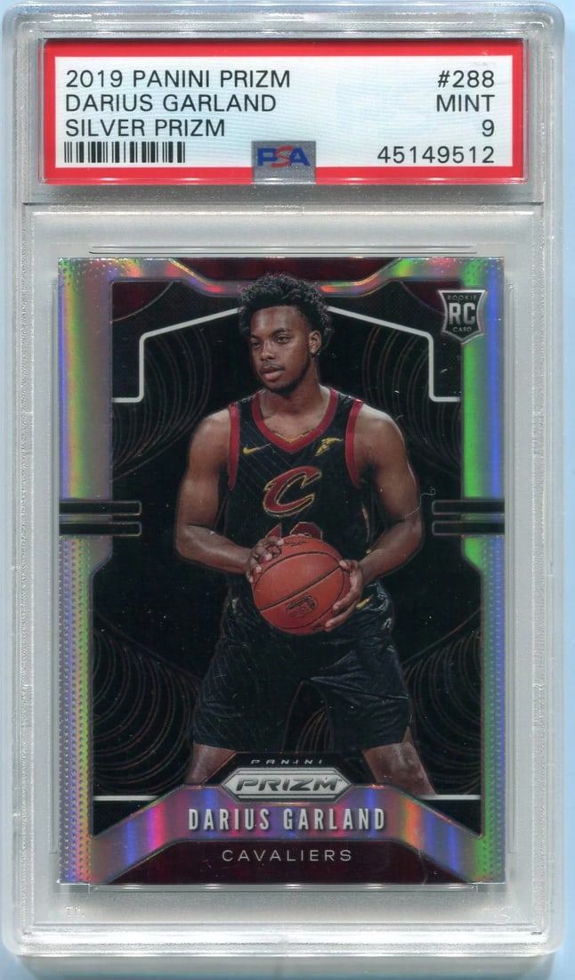 Darius Garland Panini Silver Prizm 2019 PSA: Darius Garland Panini Silver Prizm 2019 PSA The Darius Garland Panini Silver Prizm 2019 features a high-grade PSA 9 rating, showcasing exceptional condition and quality. This card boasts an impressive