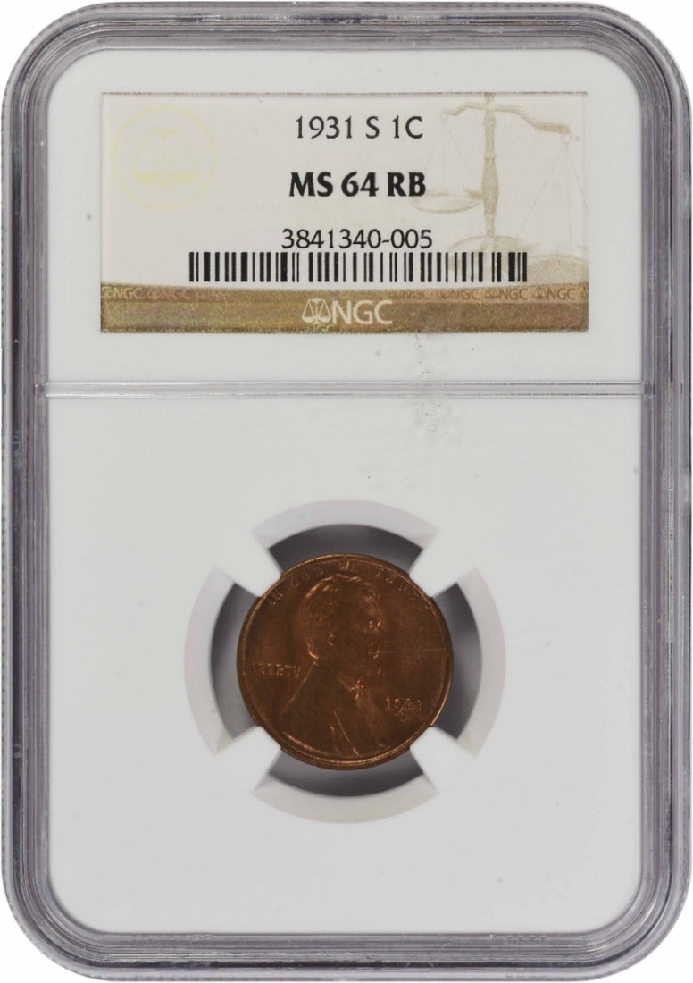 Lincoln Cent MS64 RB NGC 1931 S: Lincoln Cent MS64 RB NGC 1931 S MS64 RB NGC 1931 S Lincoln Cent features an exceptionally preserved condition with rich patina, showcasing the intricate details of Victor David Brenner's design. With