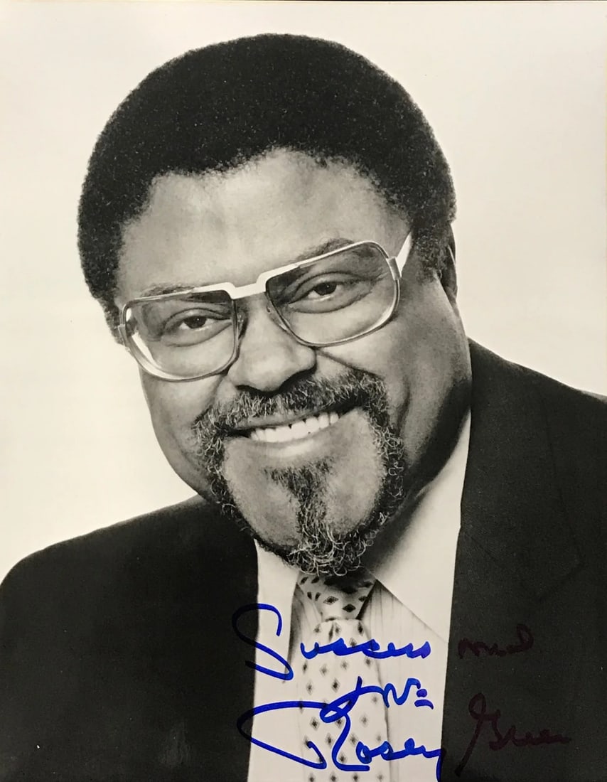 Los Angeles Rams Signed Grier Rosey 8x10 Photo: Los Angeles Rams Signed Grier Rosey 8x10 Photo Rosey Grier has signed this 8x10 photo in blue sharpie with the inscription "Success and Love". The photo features Rosey Grier, an American football