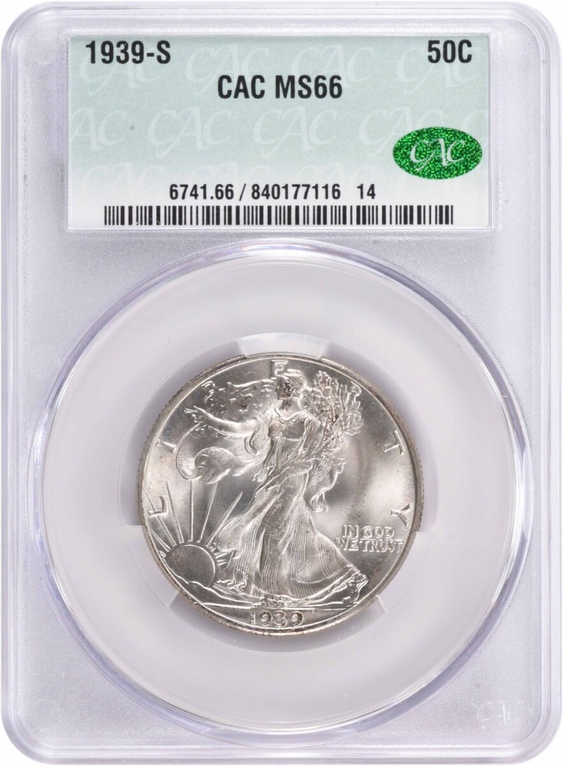 Strict Rules Apply: Strict Rules Apply The 1939 San Francisco Mint Liberty Walking Half Dollar boasts an MS66 grade and stunning reeded edge, weighing in at 12.50 grams. This circulated uncirculated coin features Adolph 