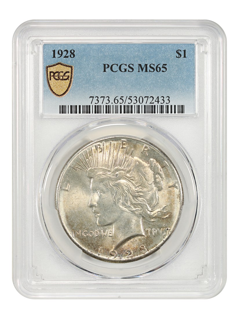 PCGS MS65 Peace Dollar Lowest Mintage Date 1928: PCGS MS65 Peace Dollar Lowest Mintage Date 1928 The PCGS MS65 Peace Dollar from 1928 boasts an exceptionally low mintage date, making it a highly sought-after collector's item. This uncirculated coin 