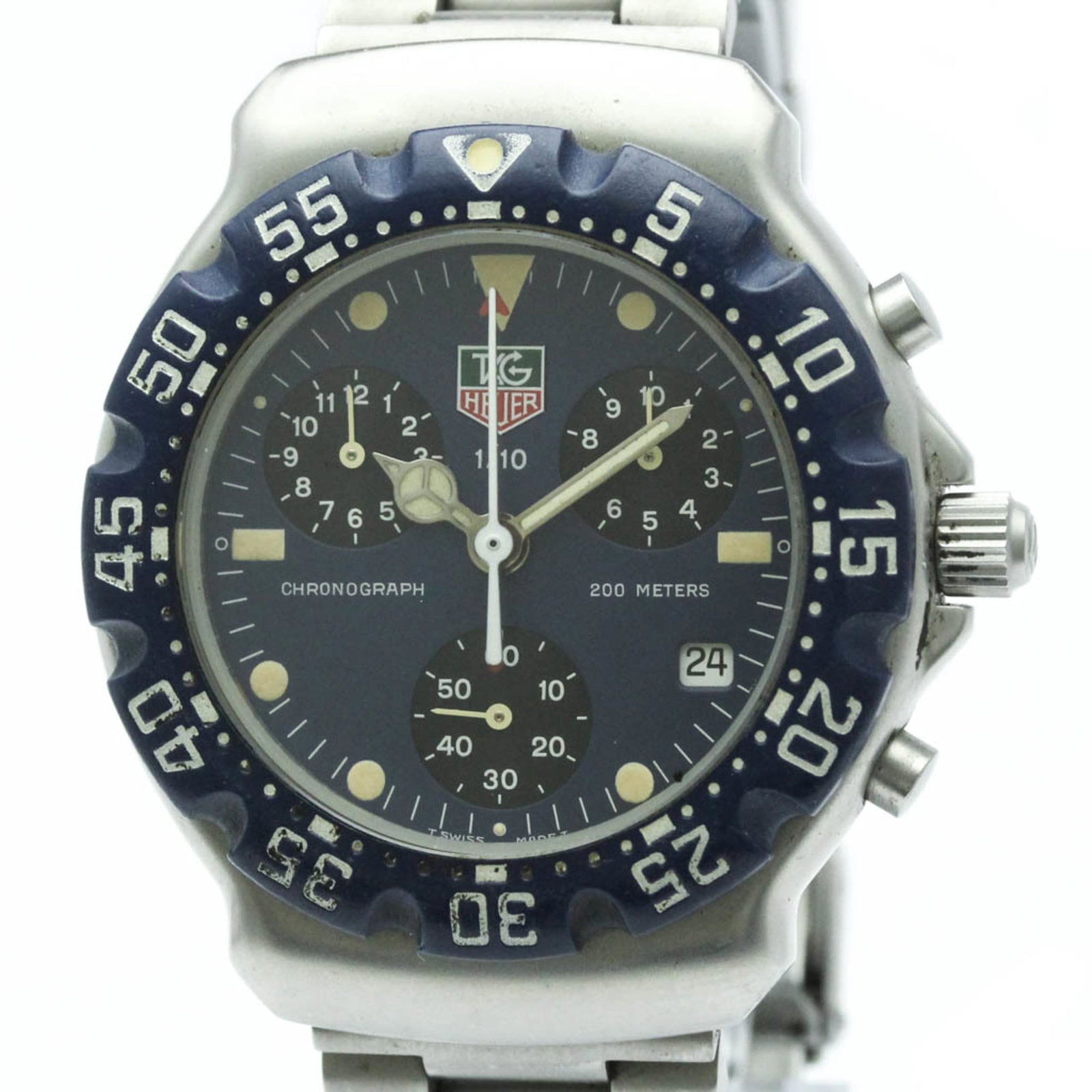 Heuer Watch Tag: Heuer Watch Tag Stainless steel case and band provide a durable foundation for this sporty watch. The blue dial adds a pop of color to an already sleek design, making this Tag Heuer Type Wristwatch a 