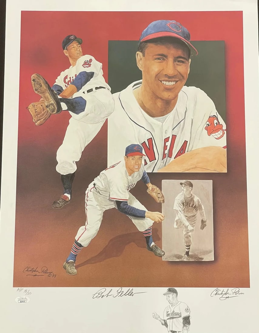 Signed Artist Proof Lithograph 18x24 by Bob Feller Christopher Paluso: Signed Artist Proof Lithograph 18x24 by Bob Feller Christopher Paluso Signed Artist Proof Lithograph 18x24 by Bob Feller Christopher Paluso. This unique piece features a signed autograph in pencil at 