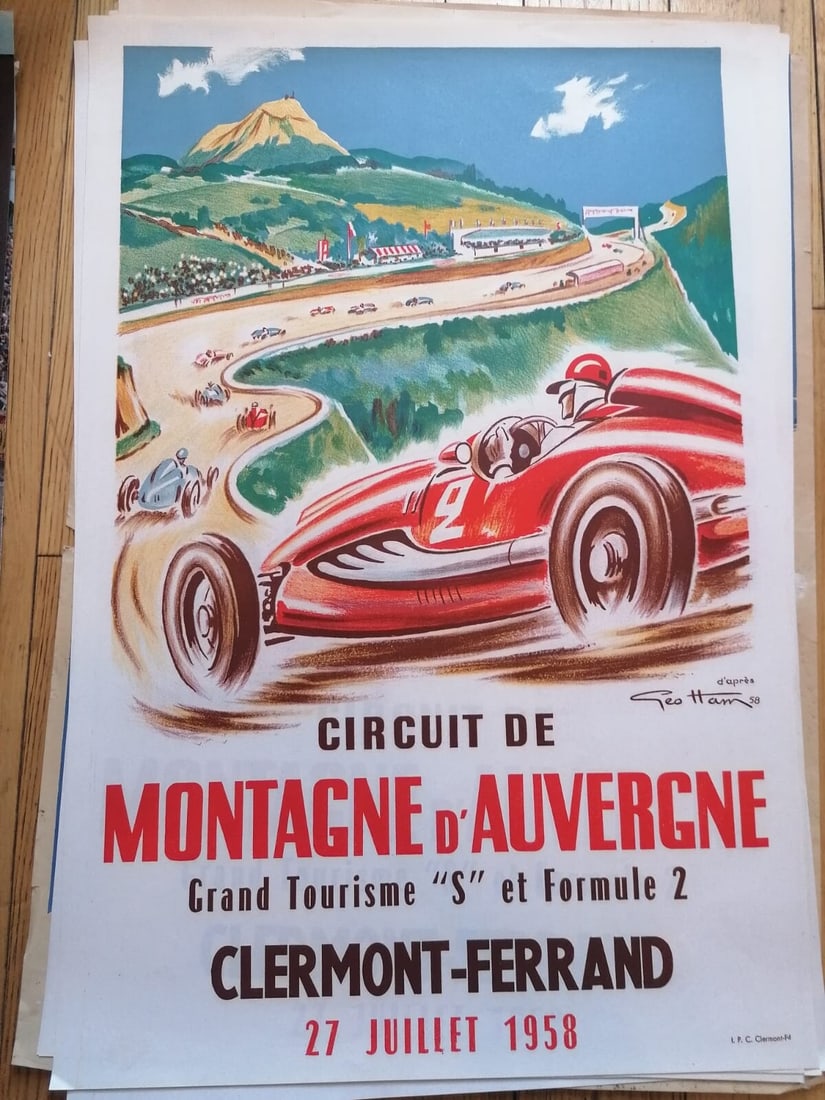 Poster Montagne Auvergne Poster Geo Linen Exc Original 1958 Printed (1 of 1)