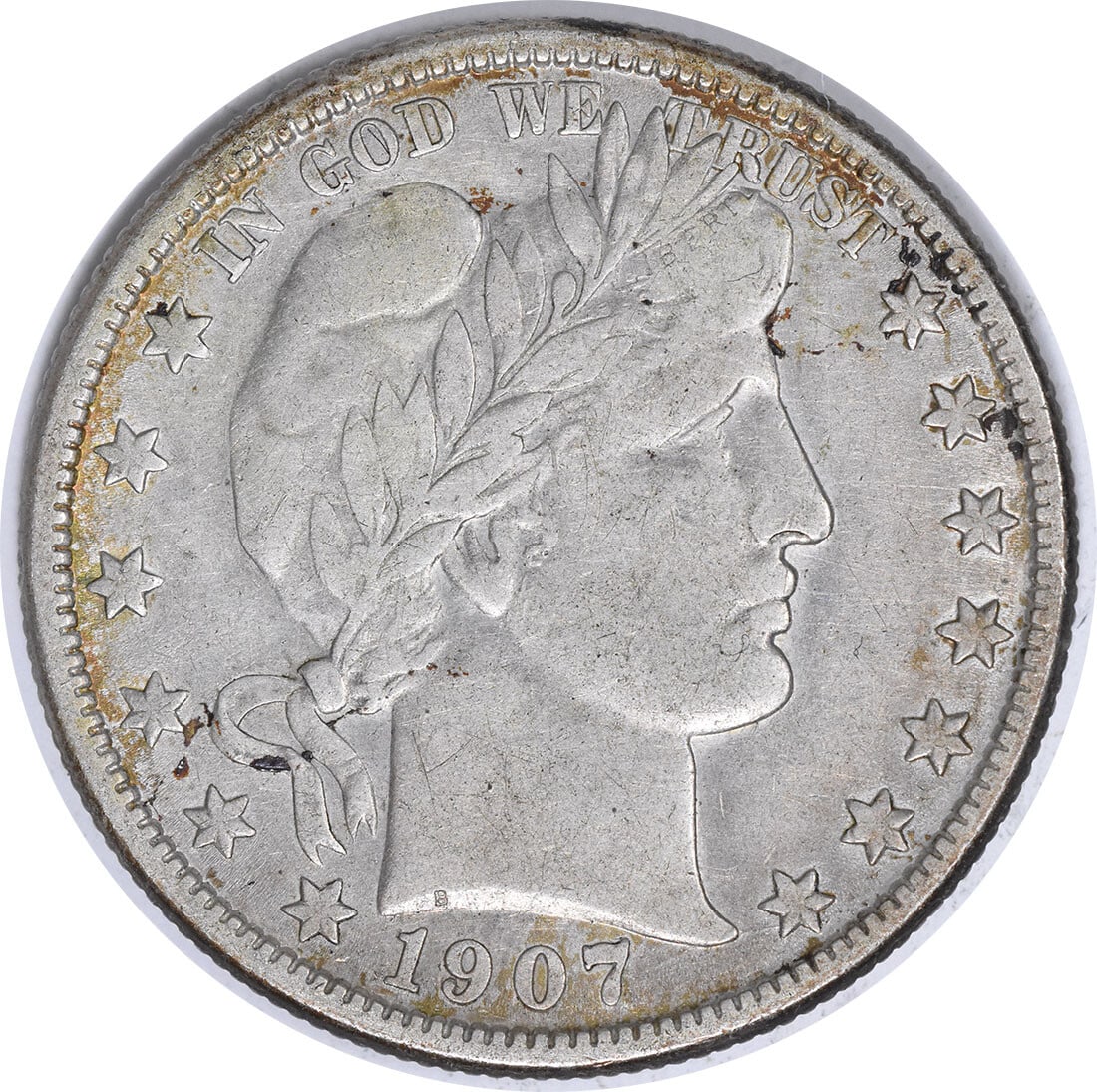 Uncertified 1907 O Barber Silver Half Dollar VF: Uncertified 1907 O Barber Silver Half Dollar VF The 1907 O Barber Silver Half Dollar features a distinctive reeded edge and is made from 90% silver and 10% copper. With over 3.9 million minted in New 