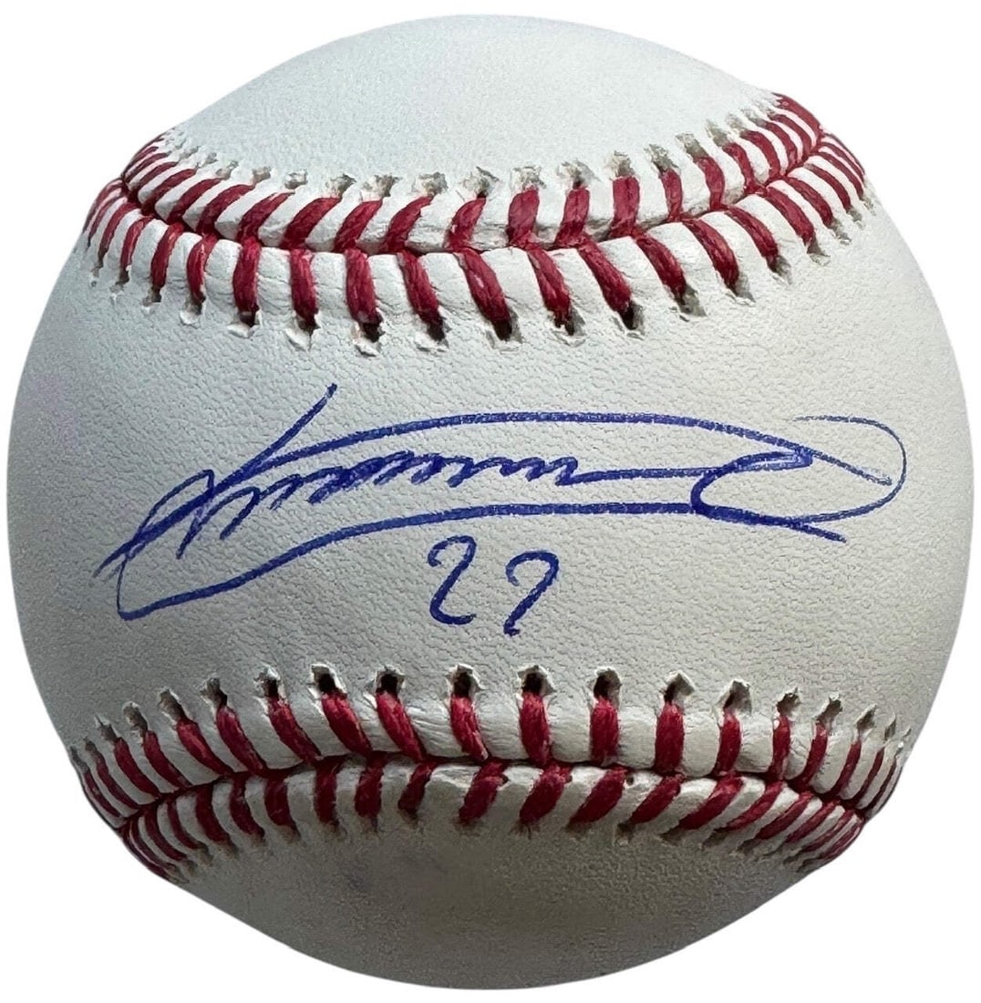 Major League Baseball Autographed By Vlad Guerrero Beckett: Major League Baseball Autographed By Vlad Guerrero Beckett Vladimir Guerrero's blue ink signature across the sweet spot of this Official Robert Manfred Baseball makes for a unique and authentic