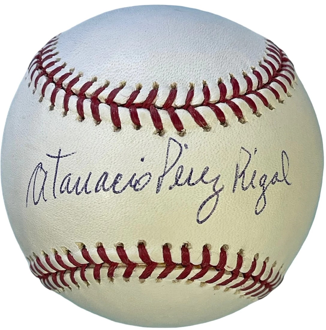 Tony Perez Autographed Official Major League Baseball: Tony Perez Autographed Official Major League Baseball Tony Perez's iconic autograph adorns this official Major League Baseball, signed in blue pen across the sweet spot. The ball itself is an