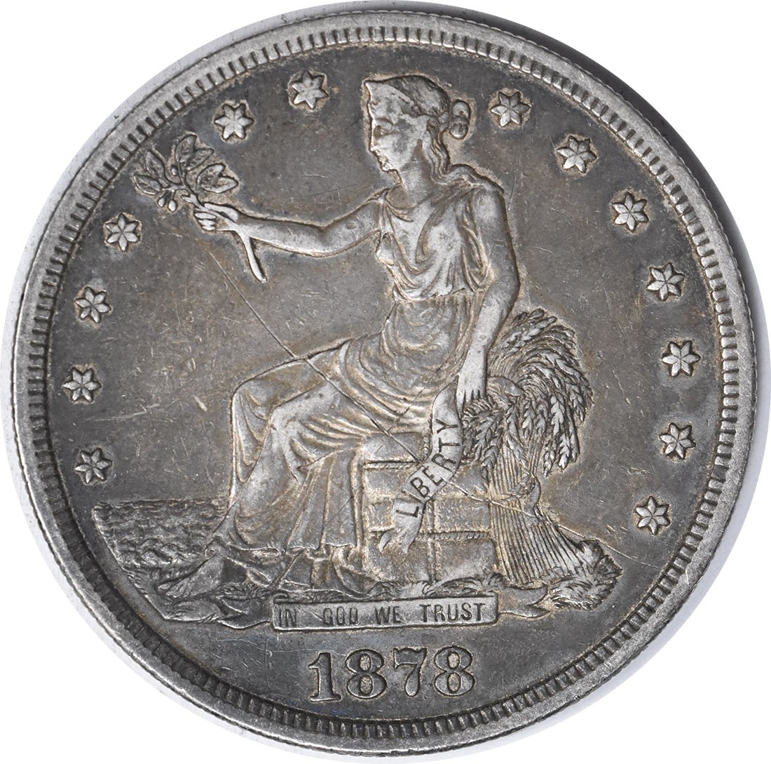 Trade silver dollar: Trade silver dollar The 1878 San Francisco Trade Dollar boasts an impressive silver composition and reeded edge, making it a unique addition to any coin collection. With its certified circulated