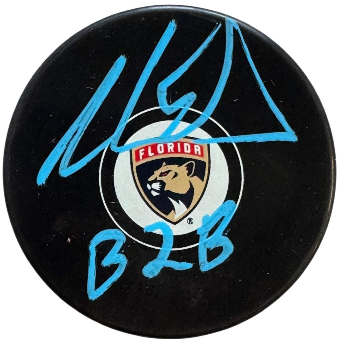 Ekblad Autographed Beckett Witness Official Panthers Florida Puck: Ekblad Autographed Beckett Witness Official Panthers Florida Puck The Ekblad Autographed Beckett Witness Official Panthers Florida Puck features a silver paint pen inscription of "B2B" across its fron