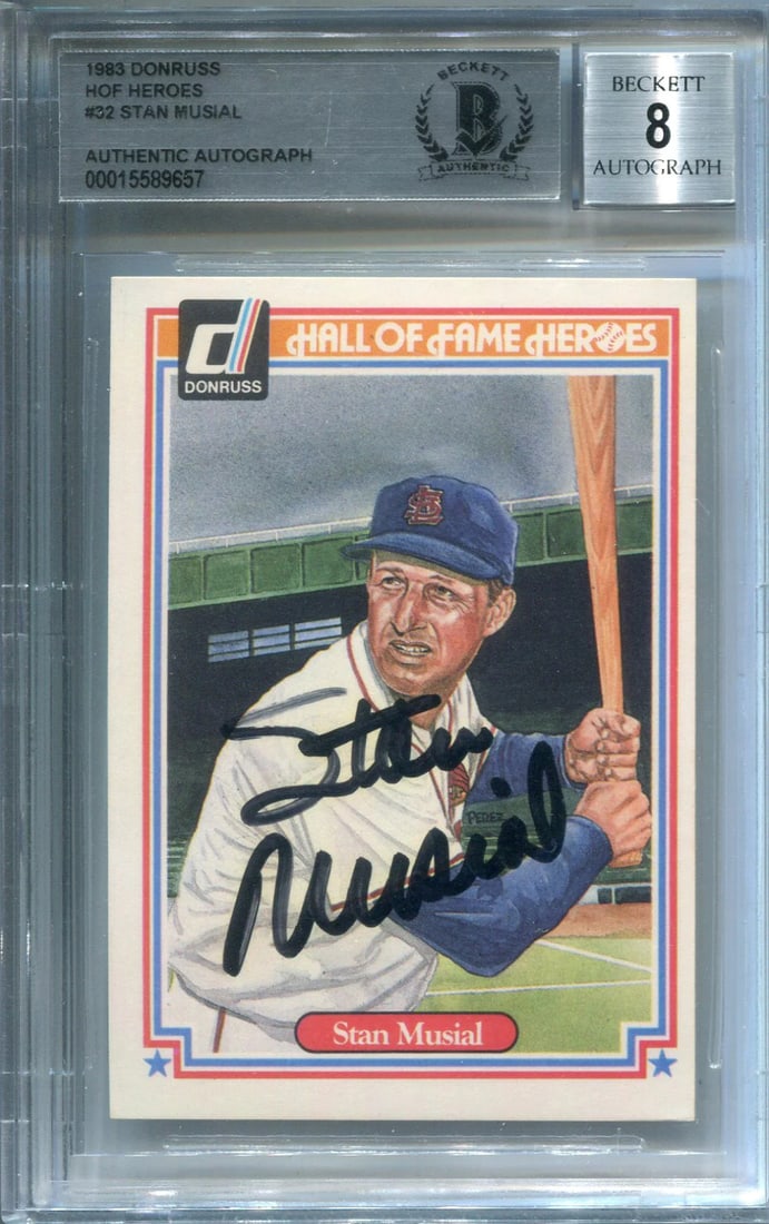 STRICT RULES Stan Musial Autographed 1983 Donruss HOF Beckett: STRICT RULES Stan Musial Autographed 1983 Donruss HOF Beckett Exceptional Stan Musial Autographed 1983 Donruss available for auction. Review complete item specifications below for detailed