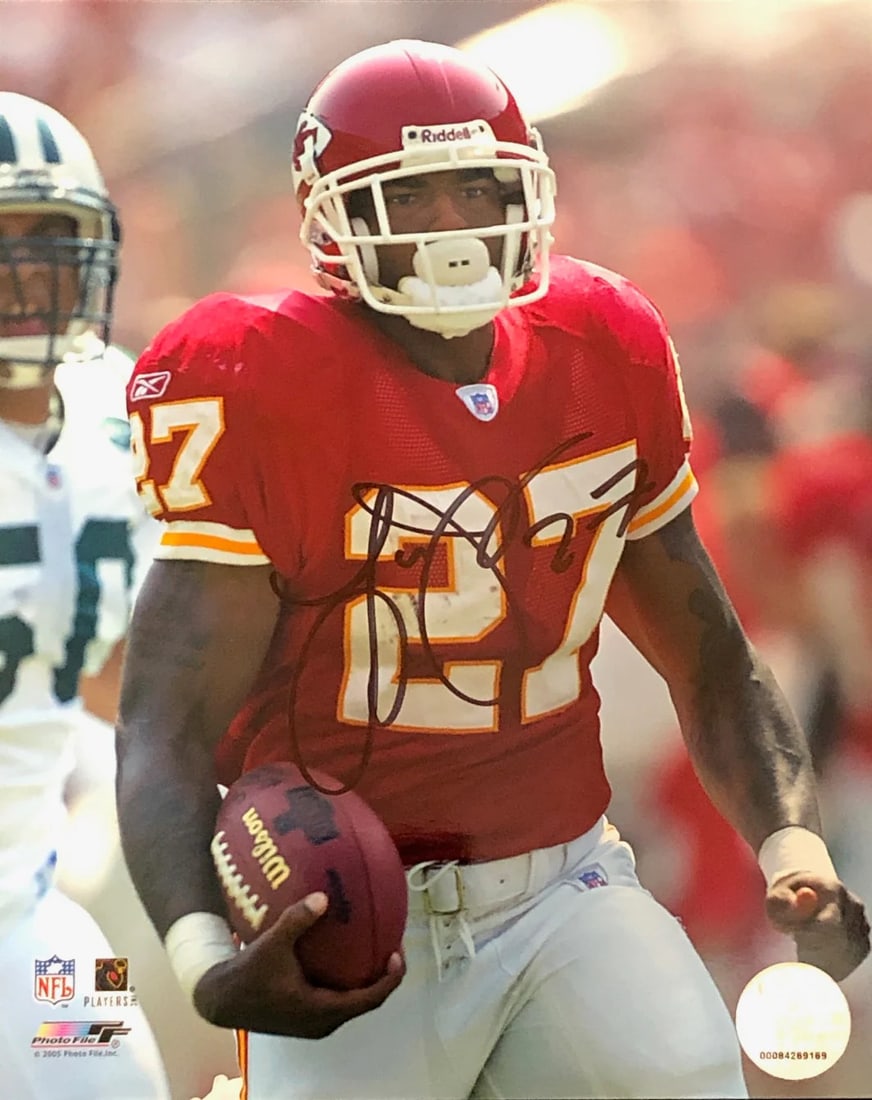 Larry Johnson Photo Signed 8x10: Larry Johnson Photo Signed 8x10 The Larry Johnson Photo Signed 8x10 features a sharpie-across-the-front autograph from the former Kansas City Chiefs running back. Authenticated and verified by , this