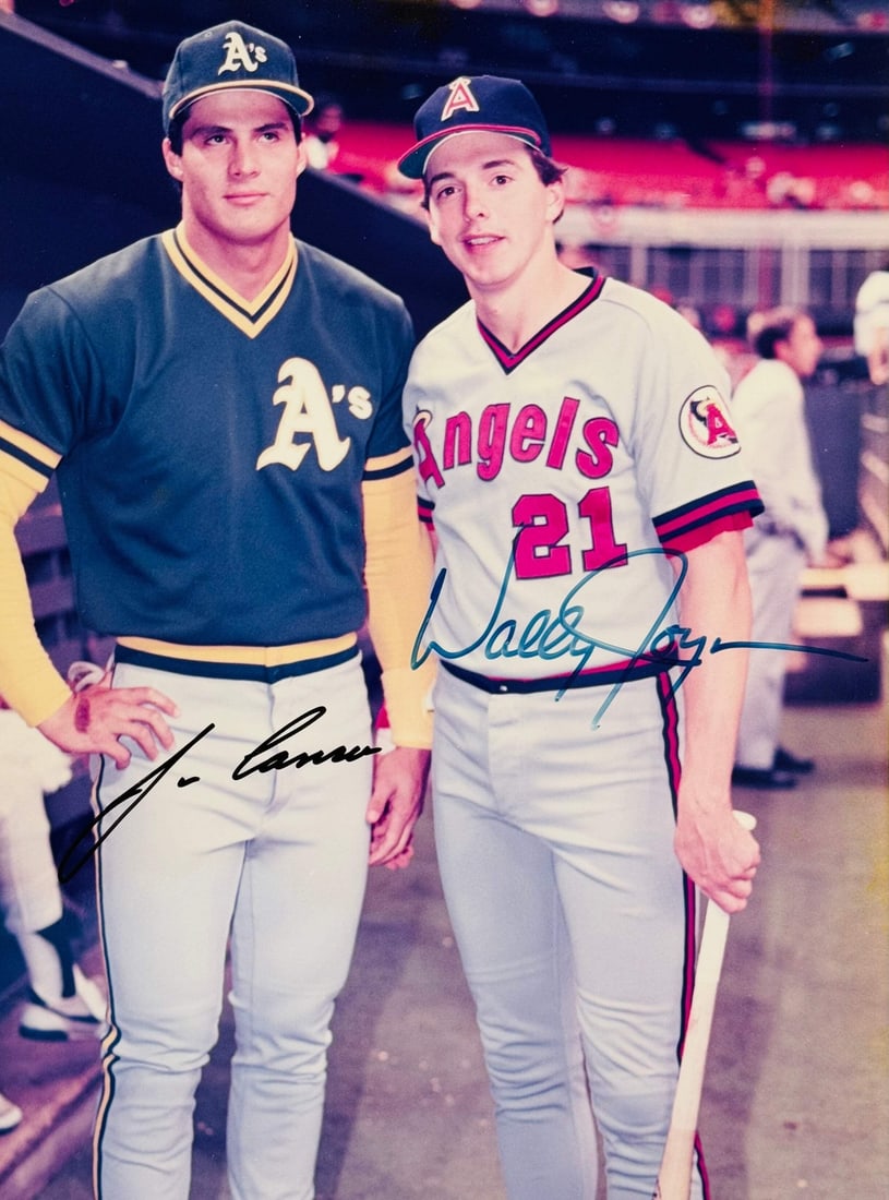 Strict Rules Apply to Jose Canseco Baseball Photo Signed By Wally Joyner: Strict Rules Apply to Jose Canseco Baseball Photo Signed By Wally Joyner This unique baseball photo features Jose Canseco and Wally Joyner in sharp focus, with their signatures prominently displayed a