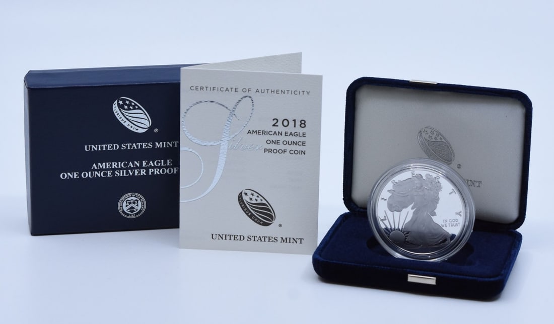 $1 2018 American Silver Eagle In Original Government Packaging: $1 2018 American Silver Eagle In Original Government Packaging The $1 2018 American Silver Eagle In Original Government Packaging is a rare and valuable coin featuring the iconic Adolph A. Weinman/Joh
