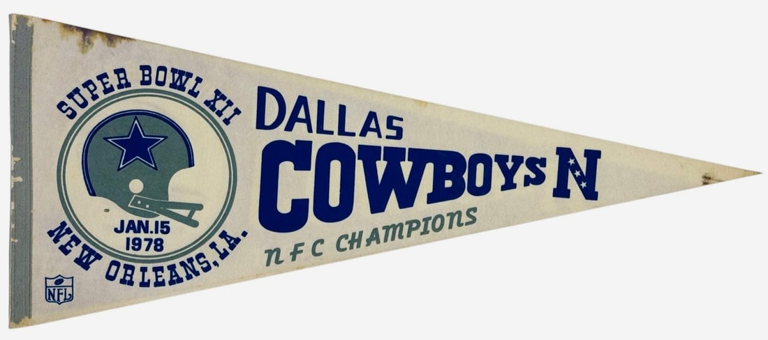 Cowboys Dallas 1978 Vintage Rare 12x30 Pennant Super Bowl XII (1 of 1)