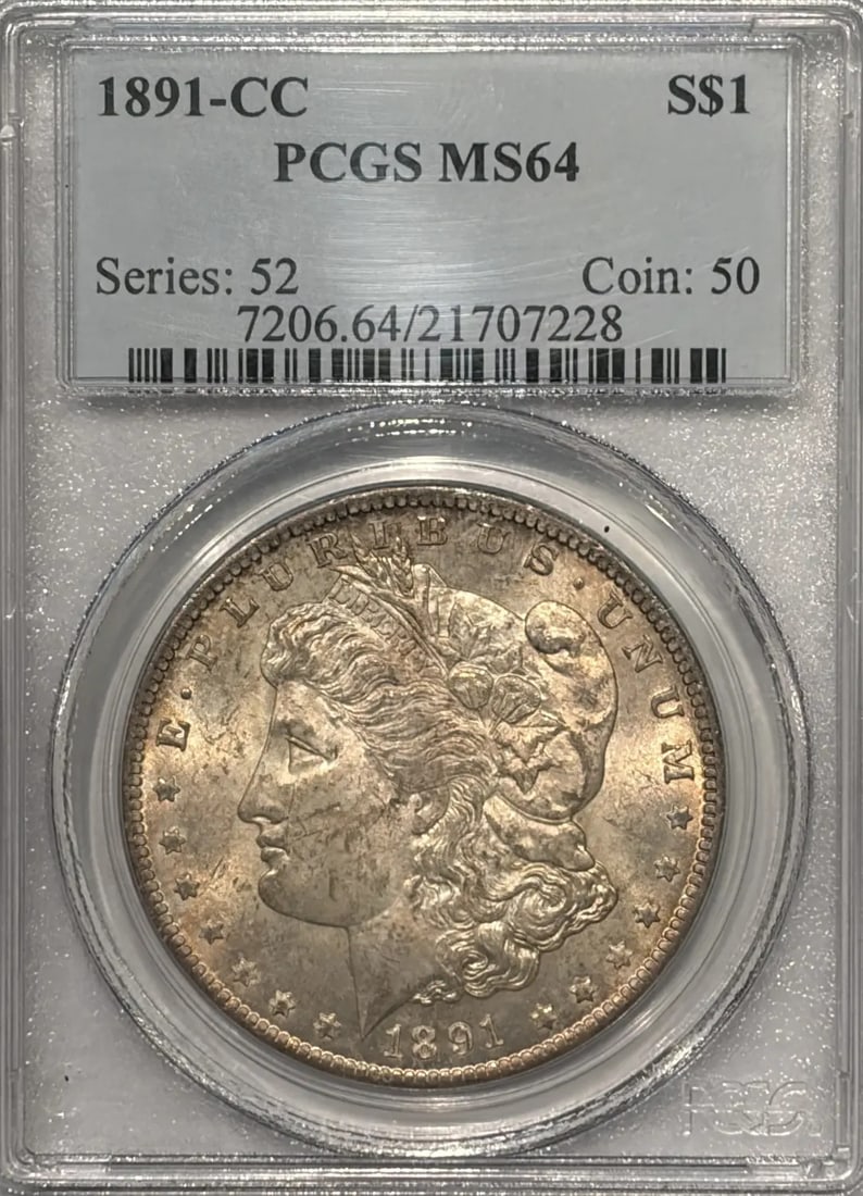 MS64 FRESH ORIG PCGS CC 1891 DOLLAR MORGAN: MS64 FRESH ORIG PCGS CC 1891 DOLLAR MORGAN MS64 FRESH PCGS CC 1891 DOLLAR MORGAN - A Rare and Highly Detailed Morgan Dollar. This uncirculated 1891 dollar features a high-grade MS64 rating from the