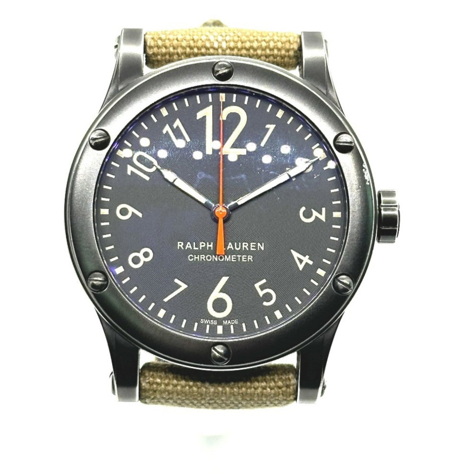 Wristwatch by Lauren Ralph: Wristwatch by Lauren Ralph Stainless steel case and canvas band make for a timeless combination in this classic wristwatch by Lauren Ralph. The black dial adds a touch of sophistication to an already 
