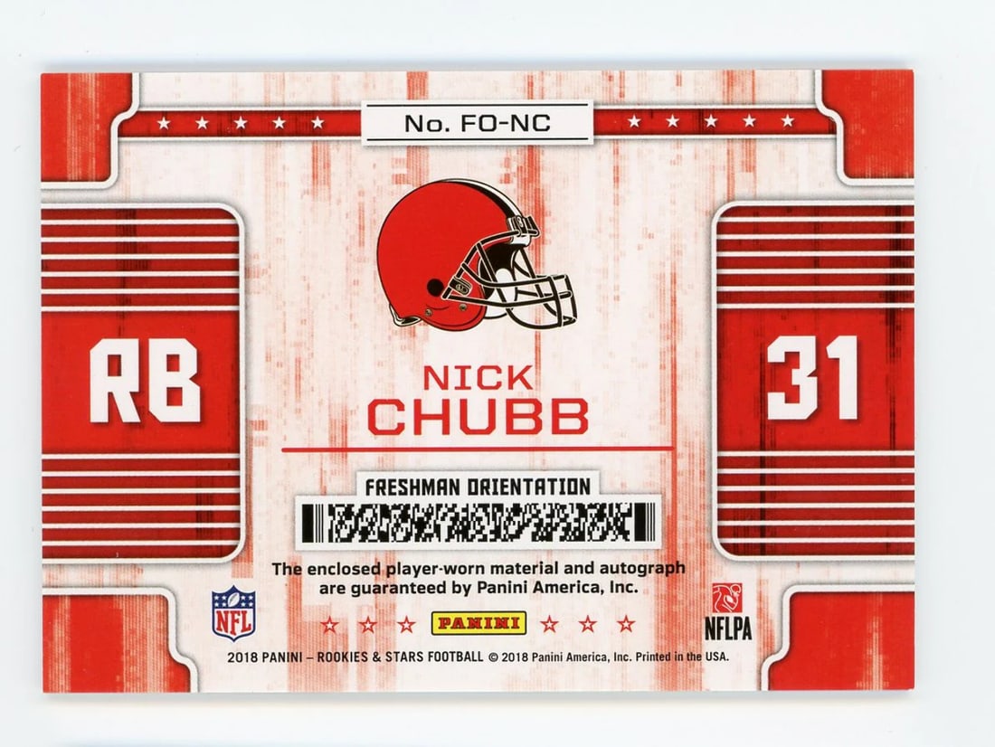 Chubb 2018 Rookies Patch Card - 2