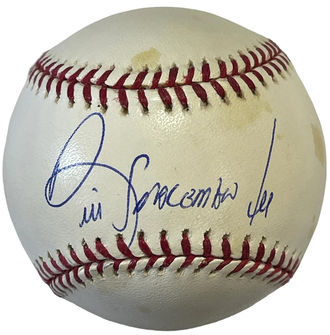 Spaceman Lee Signed Major League Baseball: Spaceman Lee Signed Major League Baseball Spaceman Lee's iconic blue pen marks this Official Bud Selig baseball with his unmistakable inscription. The Spaceman himself has signed this Major League Bas