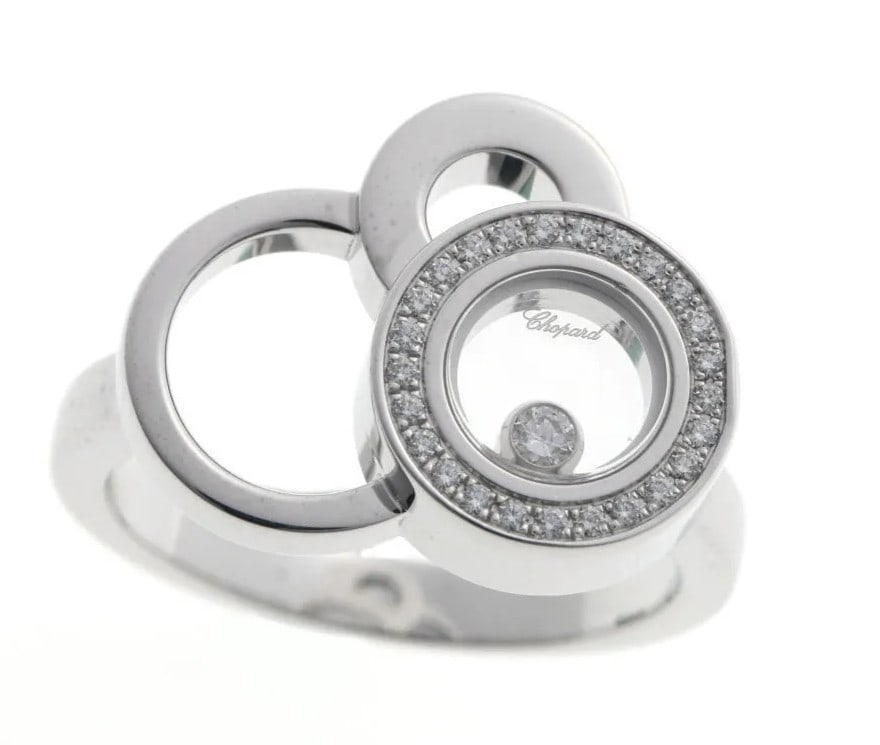 Chopard Happy Bubbles Diamonds 18k White Gold Diamond Ring Gift US 5 EU 49 (1 of 6)
