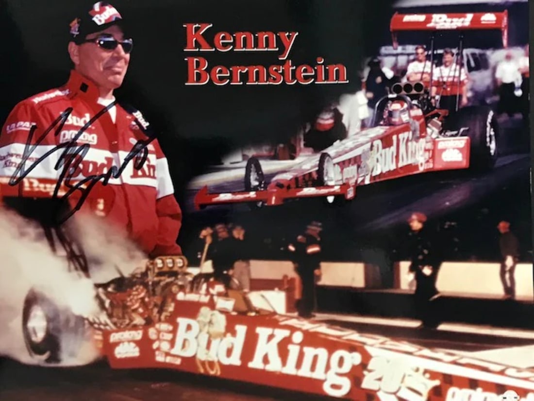 Kenny Bernstein Autographed 8x10 Racing Photo: Kenny Bernstein Autographed 8x10 Racing Photo Kenny Bernstein's racing photo, signed in black sharpie across the front. This 8x10 inch image captures a moment from his career as a professional racer.