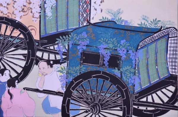 Kamisaka Sekka Woodblock Print Momoyogusa No 32 Flower Cart Unsodo 1987 (1 of 1)