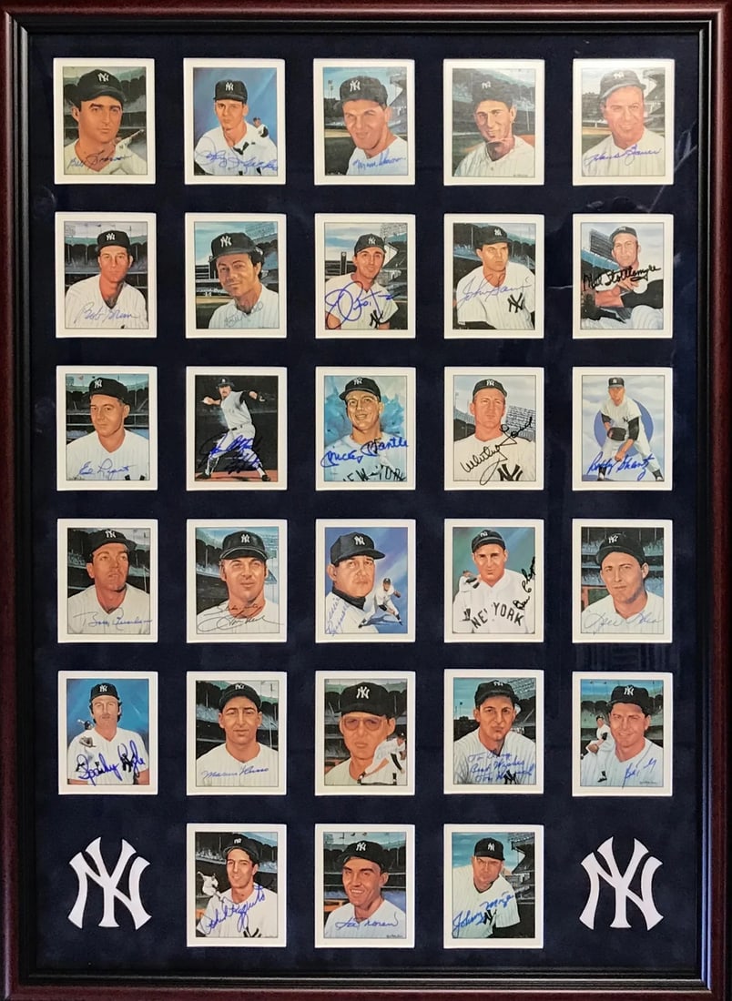 New York Yankees Hall of Famers & Stars Autographed Framed 21x29 Postcards (1 of 2)