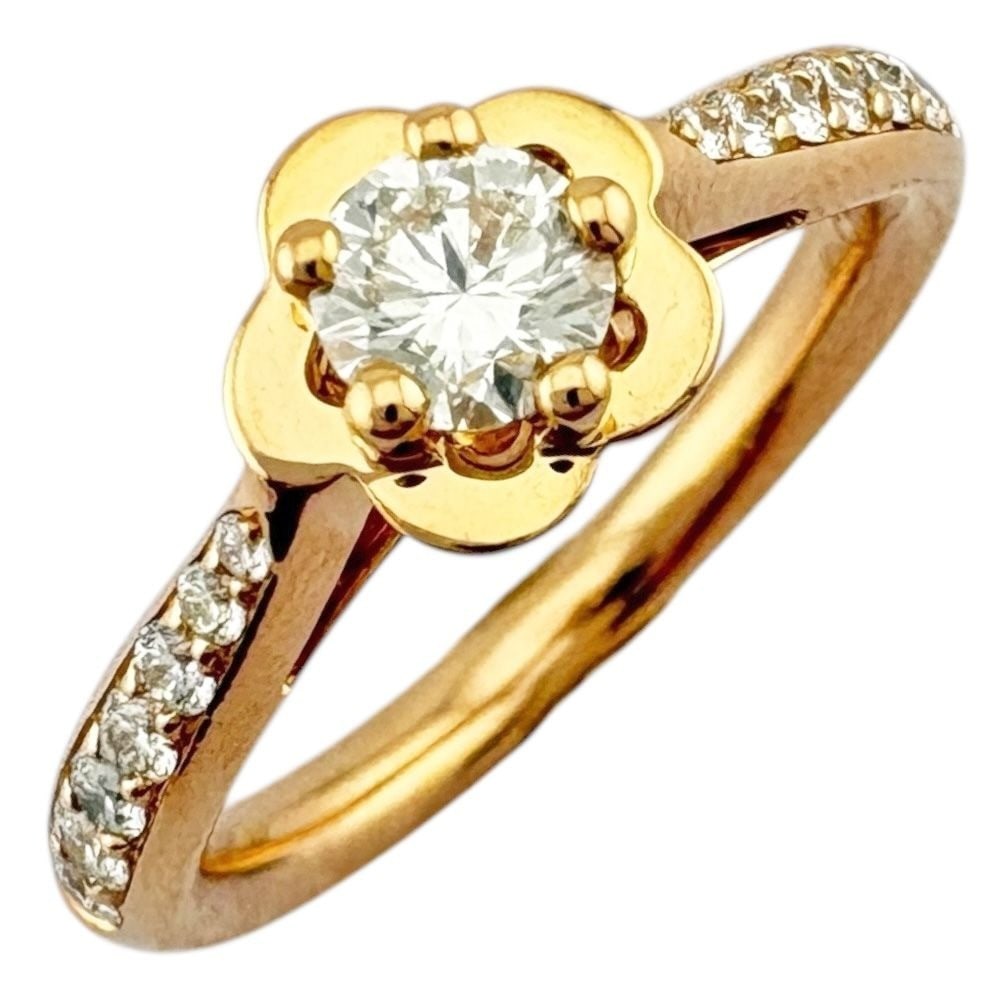Diamond Camellia Motif Ring in Rare US4.5-5 by Chanel: Diamond Camellia Motif Ring in Rare US4.5-5 by Chanel This exquisite Diamond Camellia Motif Ring boasts stunning clear diamonds set against an elegant rose gold base, showcasing the iconic Chanel desi