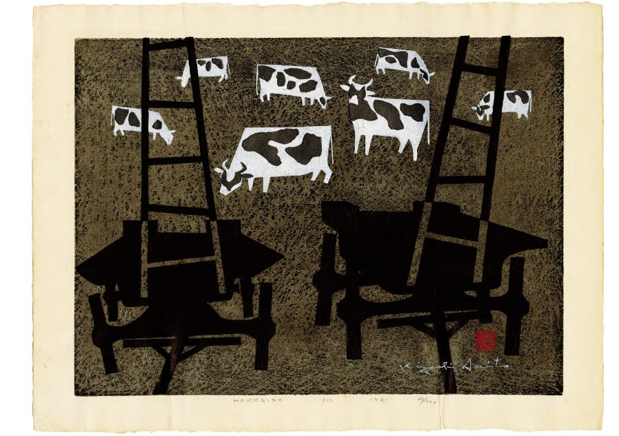 Kiyoshi Saito "HOKKAIDO (C)" Woodblock print edition autographed 1961 (1 of 6)