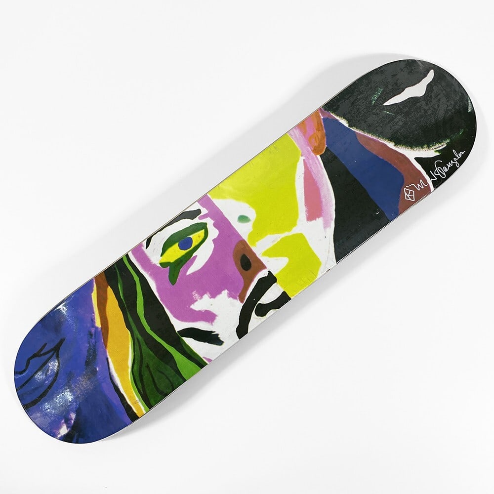Skateboard deck fine art from mark gonzales krooked 00s brand new: Skateboard deck fine art from mark gonzales krooked 00s brand new Skateboard deck fine art from mark gonzales krooked, bearing the artist's signature. This piece showcases the unique style and persona