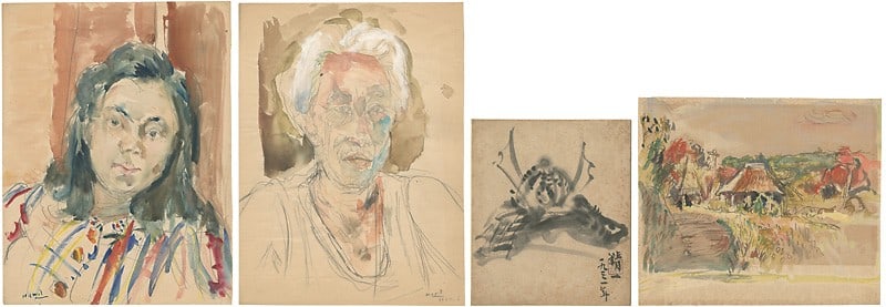 Original Hara Seiichi Paintings Set of 4 Autographed Signed Japanese Art (1 of 5)