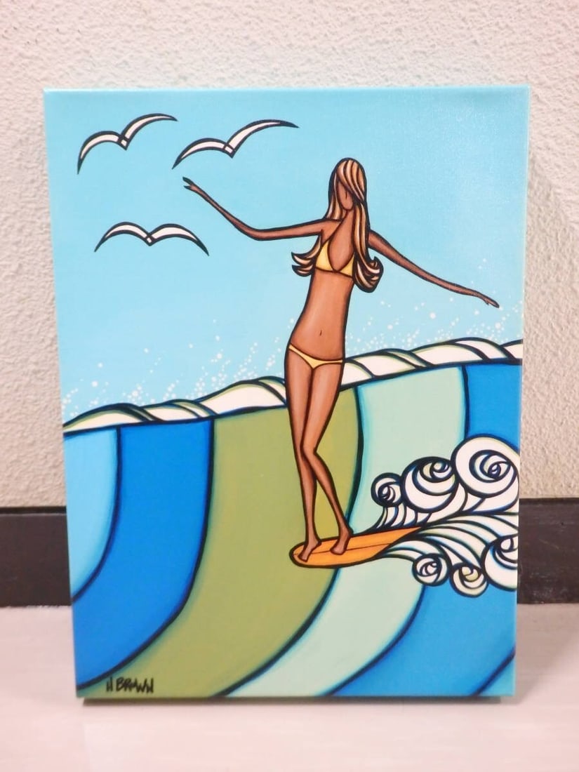 SIREN 86/ 100 SEA CANVAS PRINT GICLEE 2012 BROWN HEATHER PAINTING: SIREN 86/ 100 SEA CANVAS PRINT GICLEE 2012 BROWN HEATHER PAINTING Siren 86/100 Sea Canvas Print Giclee 2012 Brown Heather Painting bears the signature of artist Heather Brown, created using an Iris pr