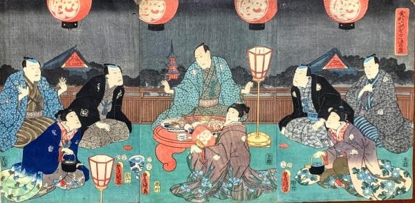 Utagawa Toyokuni III Japanese Woodblock Print Triptych View of Kinryuzan 1864 (1 of 4)