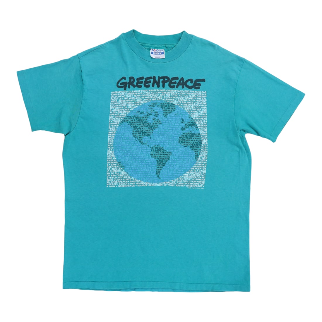 1989 Greenpeace Shirt: 1989 Greenpeace Shirt Large, vintage Greenpeace shirt from 1989 made from 100% cotton. Features a classic collar-to-hem design with no back graphics and original measurements intact. Arrives washed an
