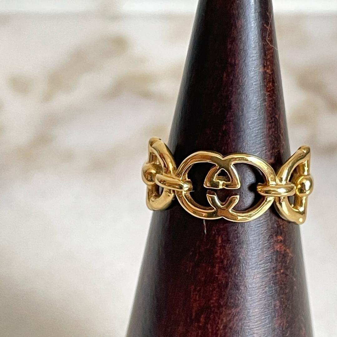 US5-5.5 Gold Plated Gucci Horse Bit Ring Interlocking (1 of 6)
