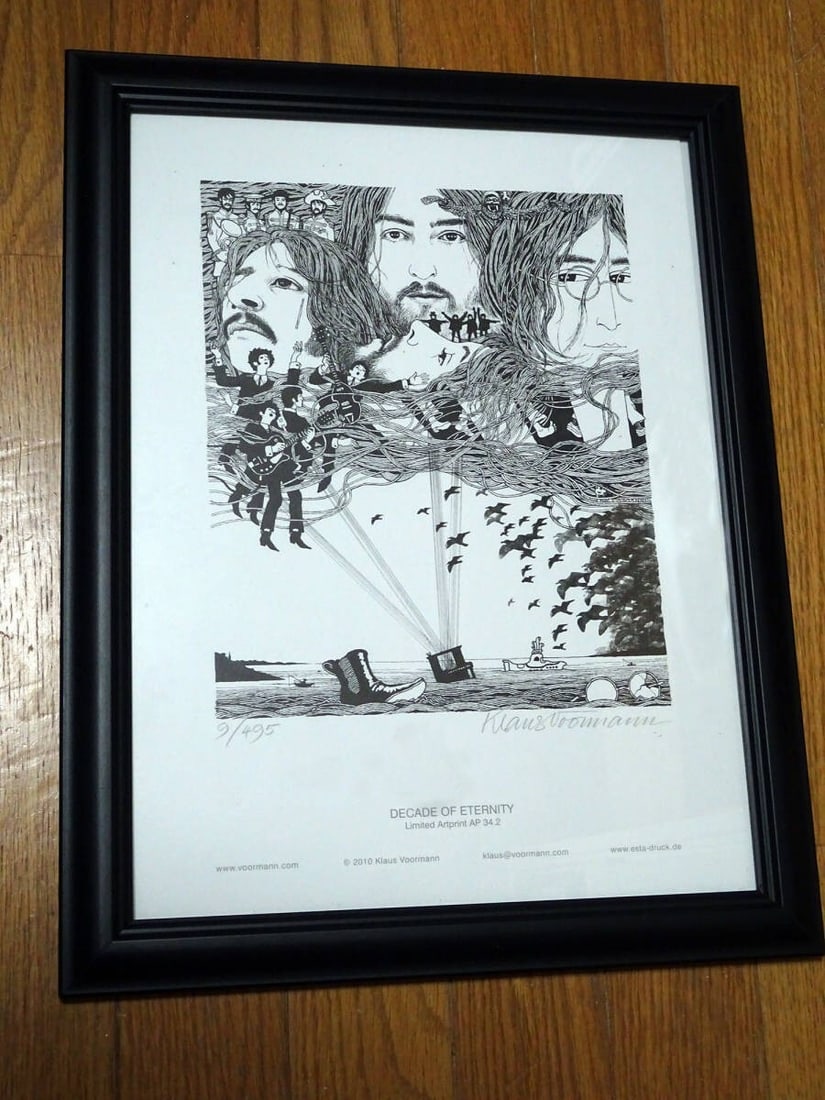 Klaus Voorman autographed original limited edition lithograph framed THE BEATLES (1 of 4)