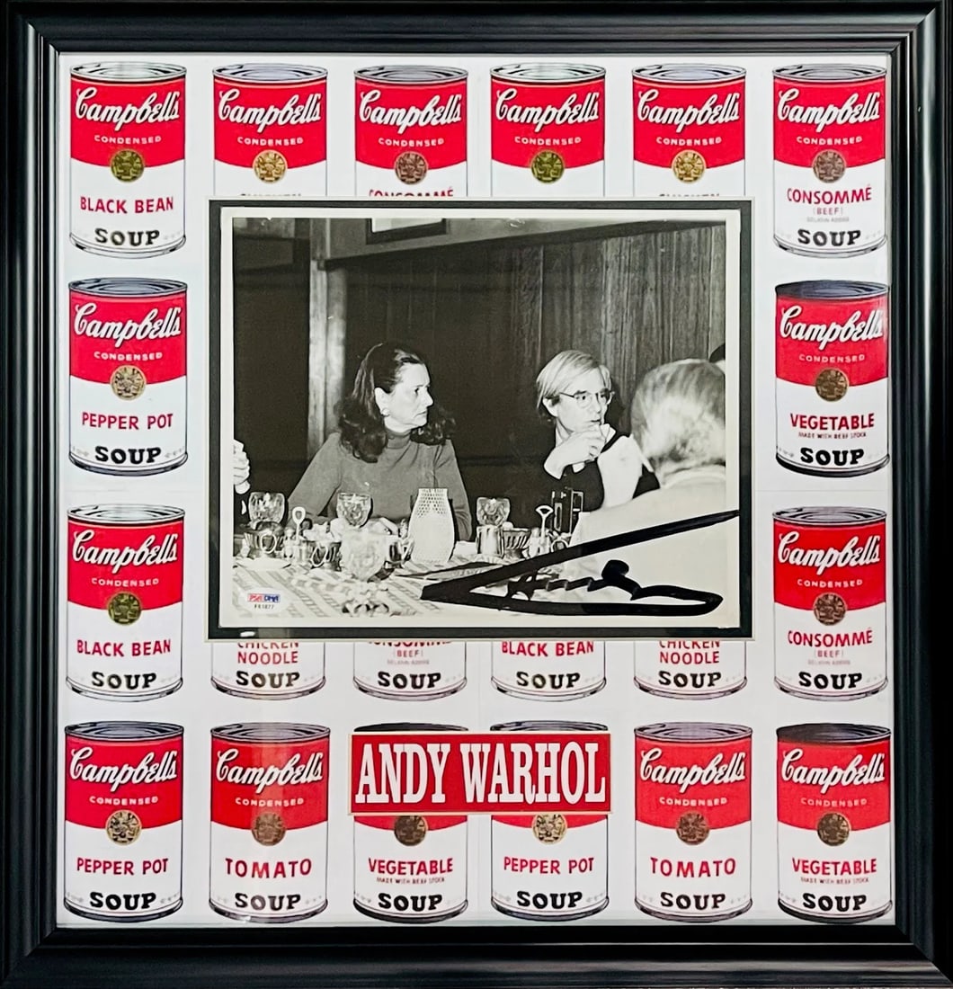 Andy Warhol Autographed Framed 8x10 Studio Photo (PSA): Andy Warhol Autographed Framed 8x10 Studio Photo (PSA) PSA/DNA Cert#F51877 authenticates this Andy Warhol autographed framed 8x10 studio photo, signed in black sharpie across the front. The photo