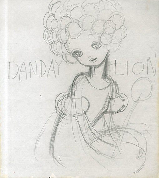 Rune Naito Original Pencil Drawing Dandy Lion Double Sided Japanese Art Sketch (1 of 2)