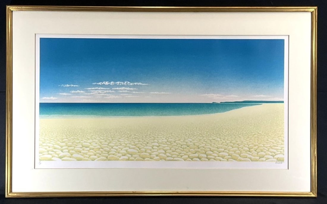 Coastal Seascape Art Minimal Beach Landscape Lithograph by Daniel Sciora (1 of 10)