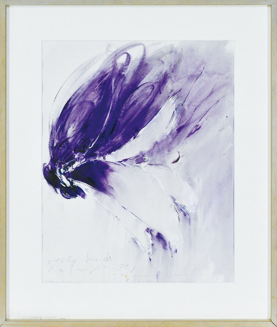 Katsuo Tate Rose Bud 1991 Original Acrylic Painting Signed Japanese Modern Art: Katsuo Tate Rose Bud 1991 Original Acrylic Painting Signed Japanese Modern Art Katsuo Tate's abstract floral painting, Katsuo Tate Rose Bud, showcases the artist's unique style in Japanese Modern Art.