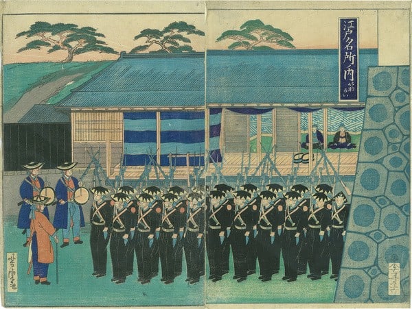Antique Japanese Woodblock Print Edo Famous Places Sujikaimon Yoshitora 1867: Antique Japanese Woodblock Print Edo Famous Places Sujikaimon Yoshitora 1867 The Edo Famous Places Sujikaimon Yoshitora woodblock print, created by Utagawa Yoshitora in 1867, showcases a stunning city