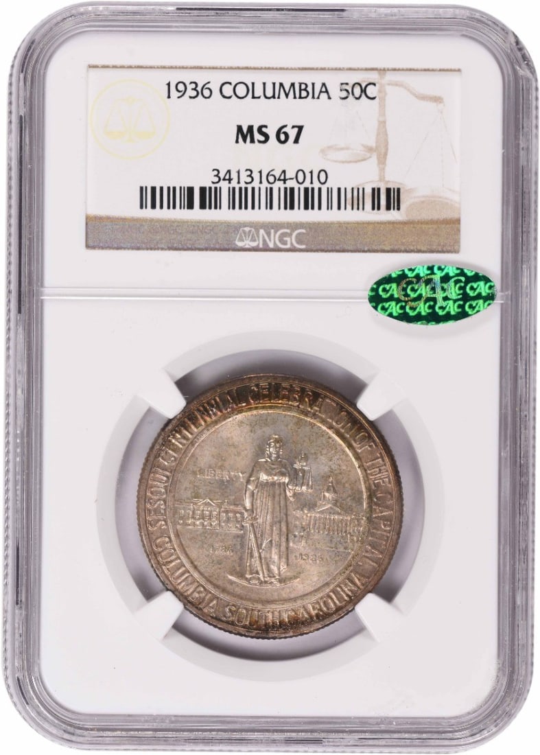 Columbia Commemorative Silver Half Dollar 1936 MS67 NGC (CAC) (1 of 3)