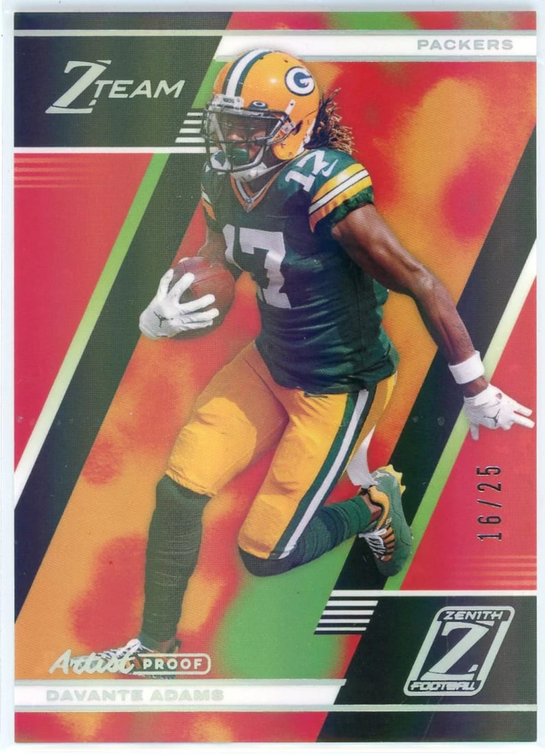 Zenith Panini Artist Proof Z Team Card Adams DaVante 2021: Zenith Panini Artist Proof Z Team Card Adams DaVante 2021 Item Specifics: Brand: Panini DaVante Adams 2021 Panini Zenith Z-Team Artist Proof Card #ZT-15 Numbered 16 out 25. Product Disclaimer: Please
