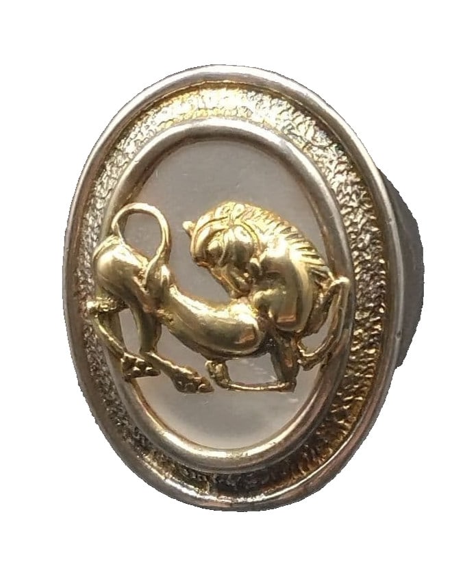 Vintage Ilias Lalaounis Achilles Shield Sterling Silver 925 18k Gold Animal Ring (1 of 11)