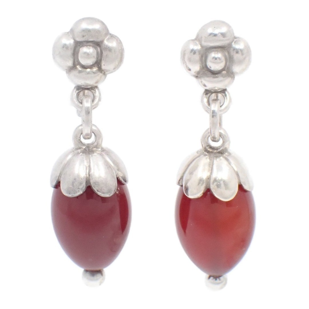 Georg Jensen Carnelian Dangle Earring Sterling Silver with Original Box (1 of 7)
