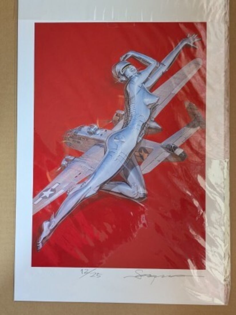 Hajime Sorayama Sexy Robot Giclee SP91 2019 Signed w/ COA Limited Ed 25 Japan: Hajime Sorayama Sexy Robot Giclee SP91 2019 Signed w/ COA Limited Ed 25 Japan Signed by renowned Japanese artist Hajime Sorayama, this giclee print SP91 (2019) showcases a striking nude woman surround