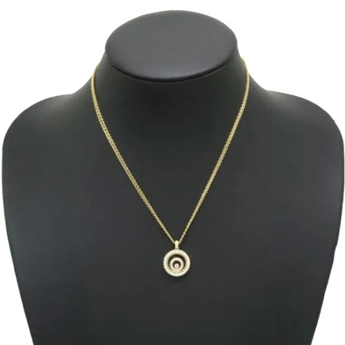 Diamond 18k Yellow Gold Necklace Pendant Polished Chopard Happy Spirit: Diamond 18k Yellow Gold Necklace Pendant Polished Chopard Happy Spirit 18k Yellow Gold Diamond Round Charm Pendant with Engraved Setting from Chopard. This elegant necklace features a polished diamond