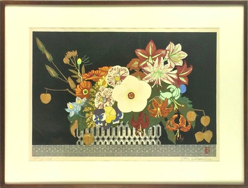 Woodblock Edition Flowers of Seasons Signed Sekino Junichiro 107/ 128 (1 of 1)