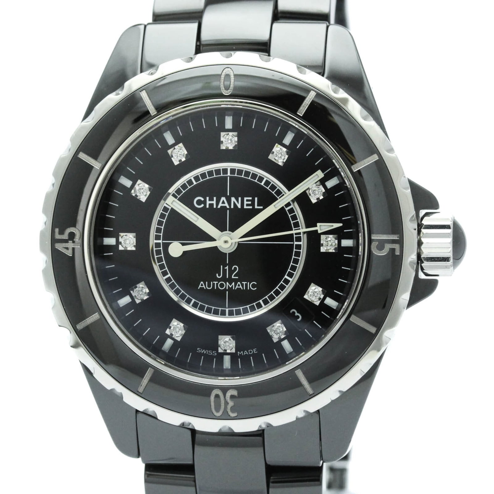 Ceramic Steel Diamond Automatic Watch Chanel H1626: Ceramic Steel Diamond Automatic Watch Chanel H1626 Ceramic Steel Diamond Automatic Watch Chanel H1626, with its sleek black ceramic case and band, boasts a sporty style that's perfect for everyday wea